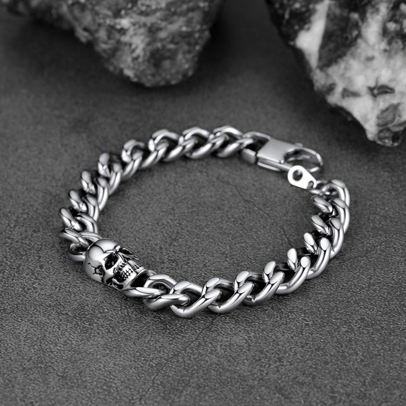 Gothic Skull Cuban Link Choker Chain & Bracelet Jewelry Set for