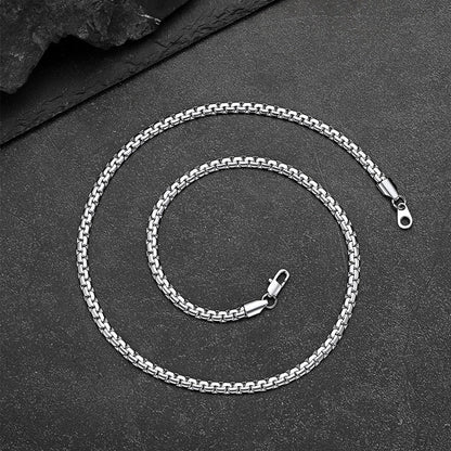 Flat Box Chain & Jesus Cross Layered Necklaces Set for