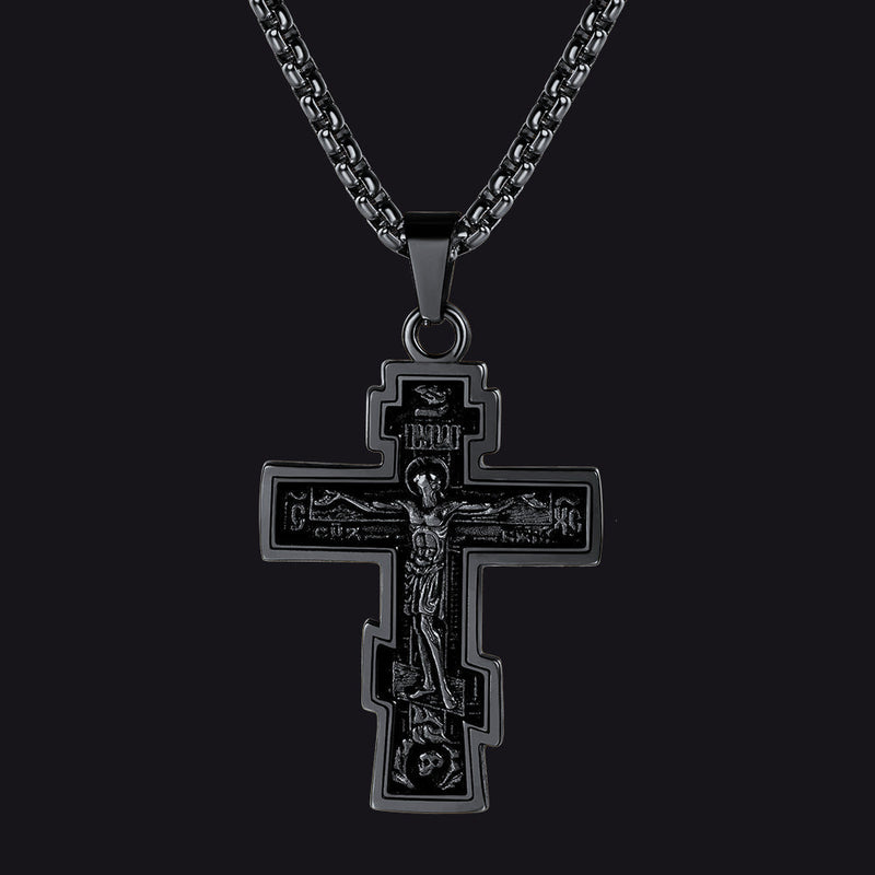 Christian Russian Orthodox Cross Pendant Necklace for