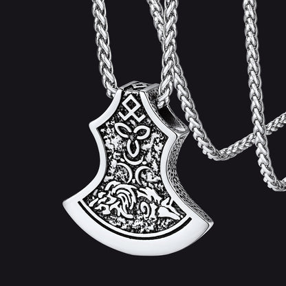 Flash Battle Axe Viking Celtic Knot Necklace for