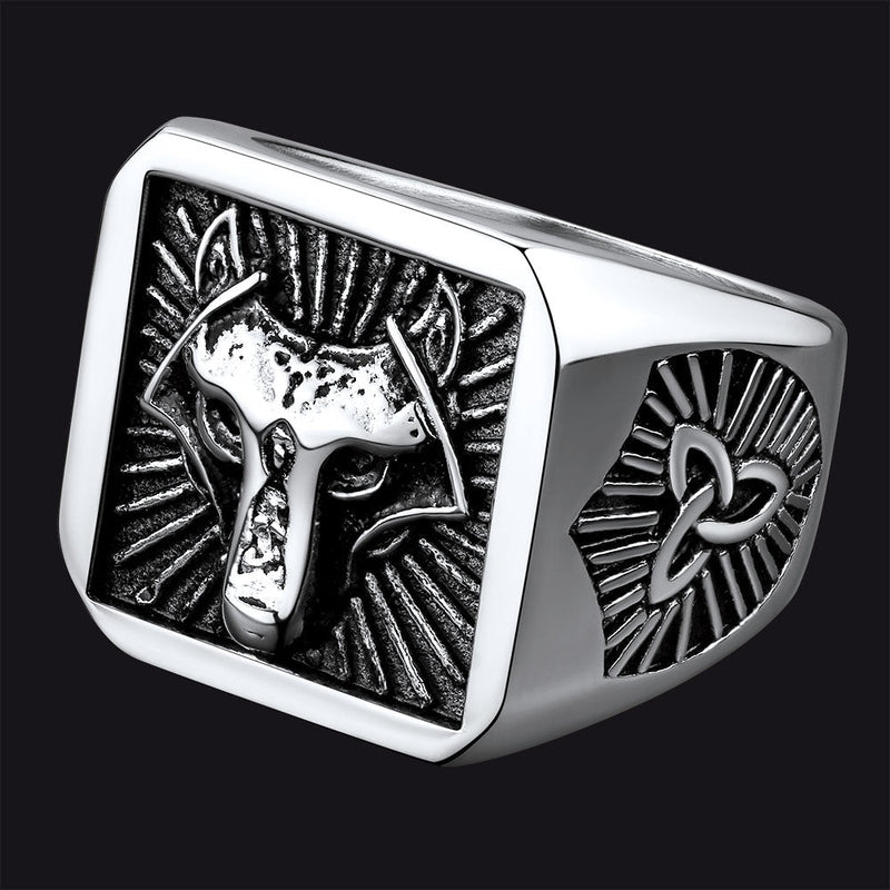 Norse Viking Wolf Signet Ring for