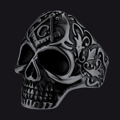 Gothic Masonic Skull Stainless Steel Ring for