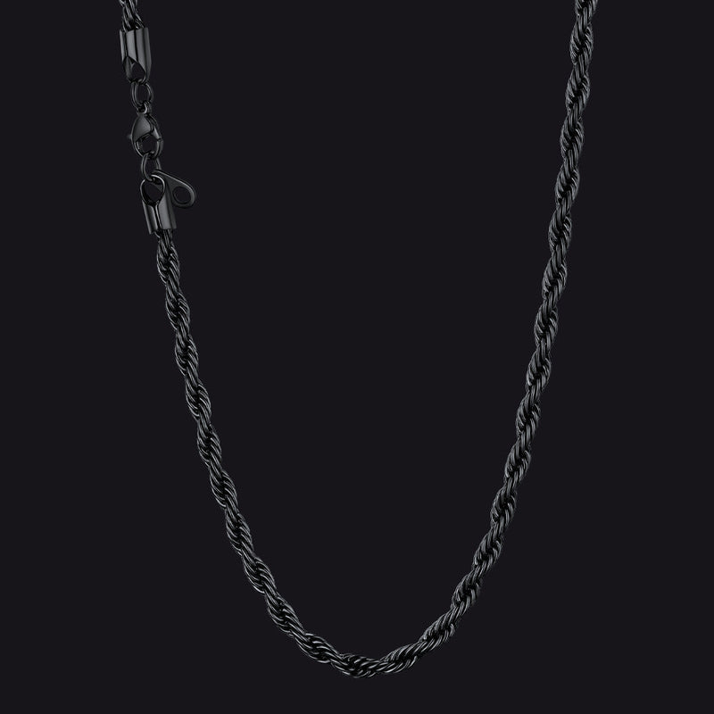 Twisted Rope Chain Stainless Steel Link Necklace for