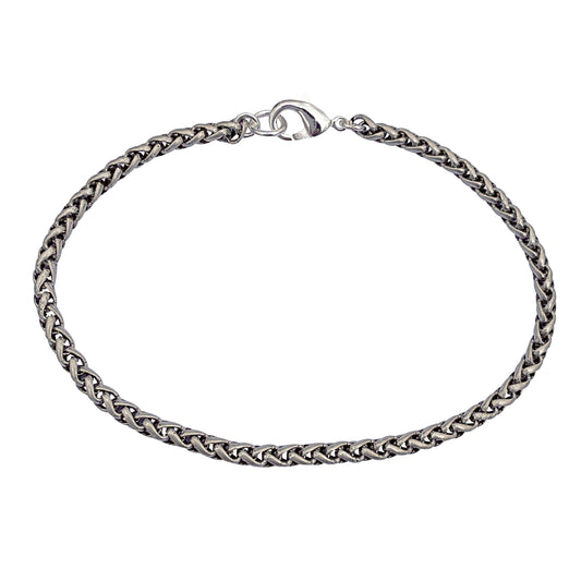Antique Silver 3.2mm Thick Ponytail/foxtail/wheat Weave Chain Bracelet