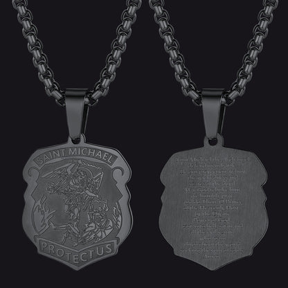 Archangel St. Michael Necklace Medal Shield Pendant for