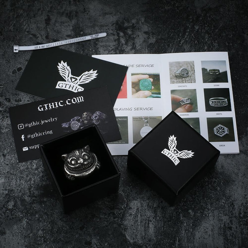 Smiling Cat Stainless Steel Ring