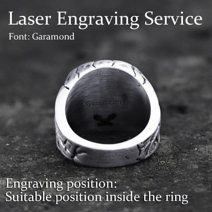 Cracked Stone Texture Stainless Steel Ring