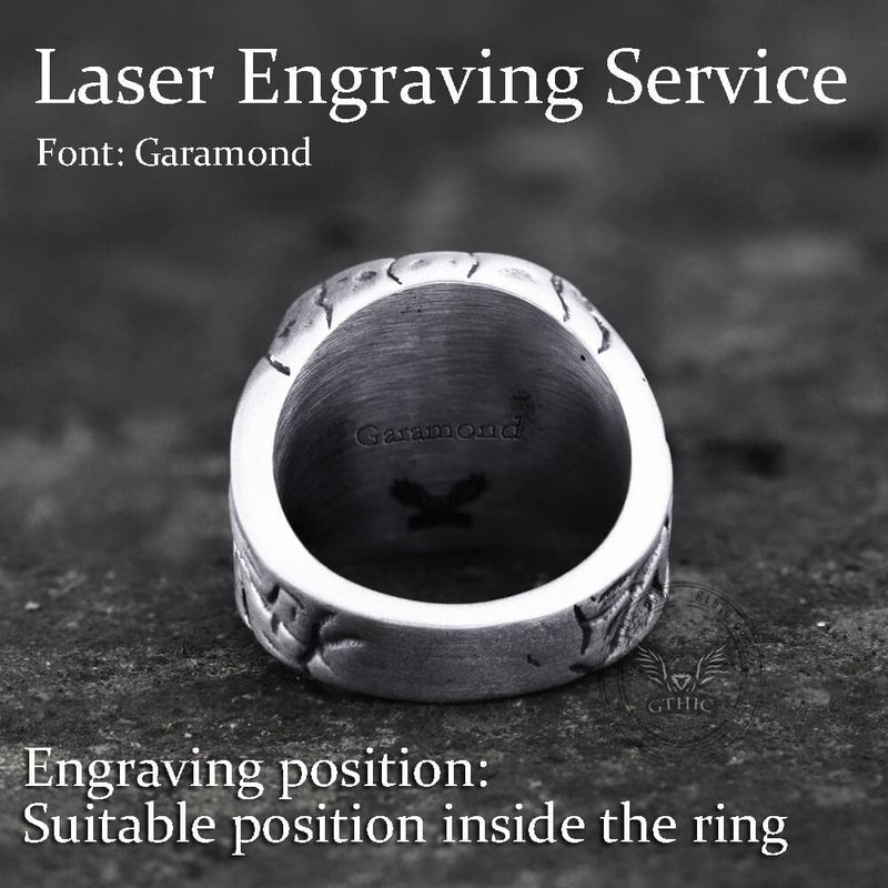 Cracked Stone Texture Stainless Steel Ring