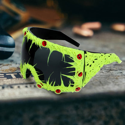 Dark Gothic Black Python Drip Glue Square Pc Sunglasses