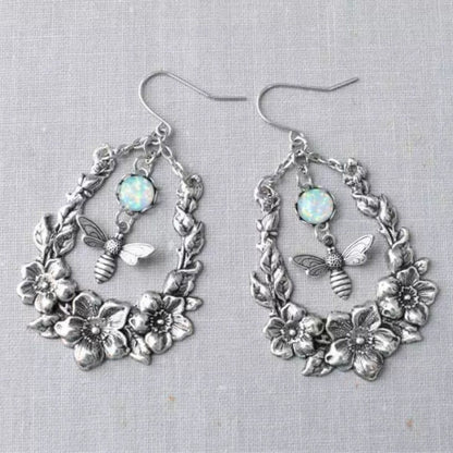 Sacred Bee Blossom Opal Earrings