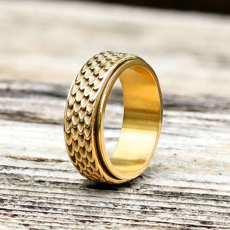 Dragon Scale Stainless Steel Spinner Ring