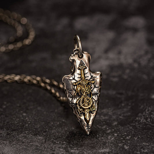 Dragon Sword Arrow Sterling Silver Pendant