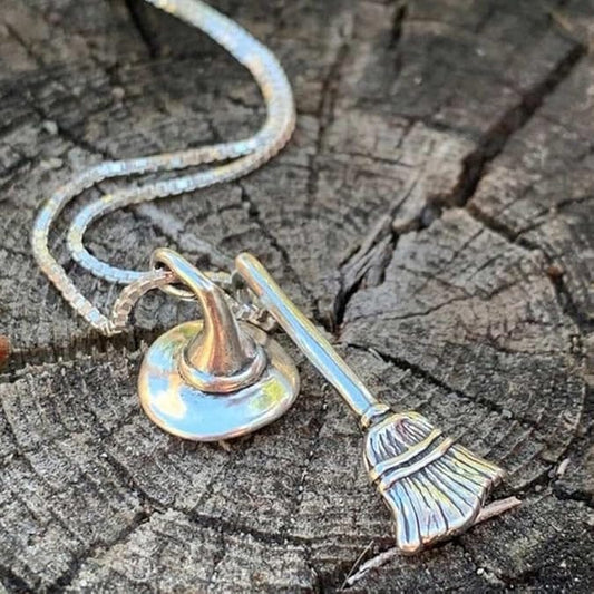 Witch���s Broom & Hat Necklace