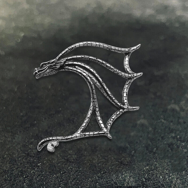Evil Dragon Stainless Steel Ear Cuff Earrings