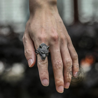 Fierce Wolf Stainless Steel Animal Ring