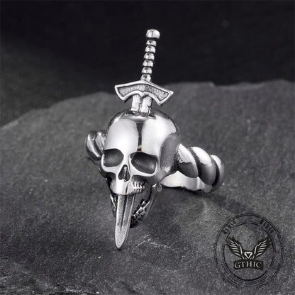 Gothic Sword Skull Stainless Steel Twist Ring