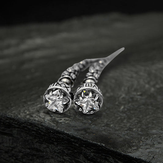 Gothic Wolf Fangs Stainless Steel Stud Earrings