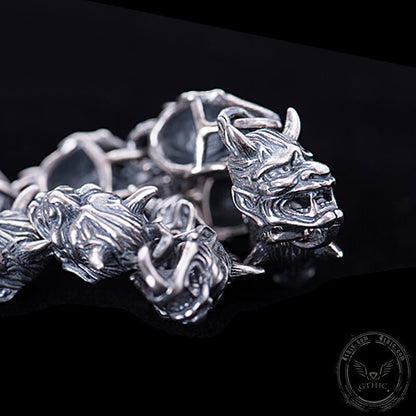 Hannya Oni Mask Sterling Silver Bracelet