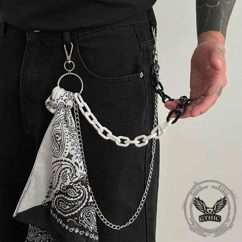 Hip Hop Cashew Flower Square Scarf Alloy Pants Chain