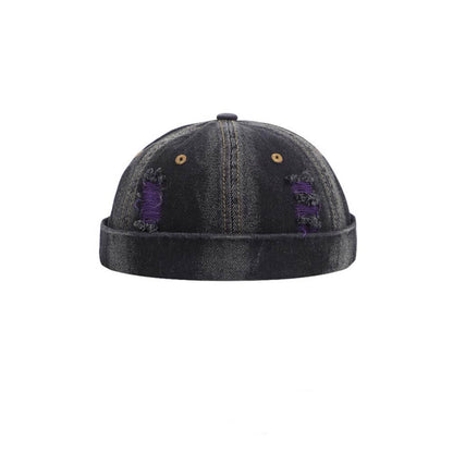 Hip Hop Ripped Washed Brimless Denim Hat