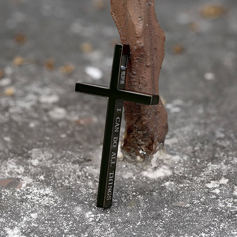 I Can Do All Things Stainless Steel Cross Pendant