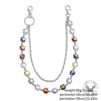 Iridescent Beaded Double-layer Hip-hop Alloy Pants Chain