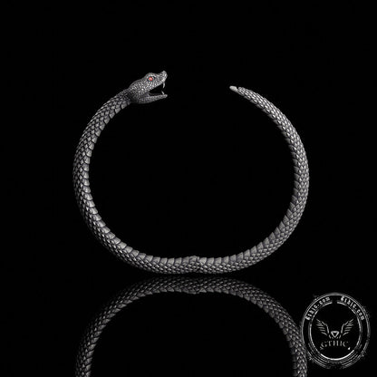 Ouroboros Symbol Sterling Silver Snake Bracelet