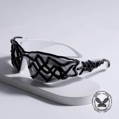 Punk Snake Pattern Drip Glue Pc Sunglasses