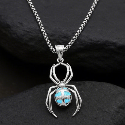 Punk Gemstone Spider Stainless Steel Animal Pendant