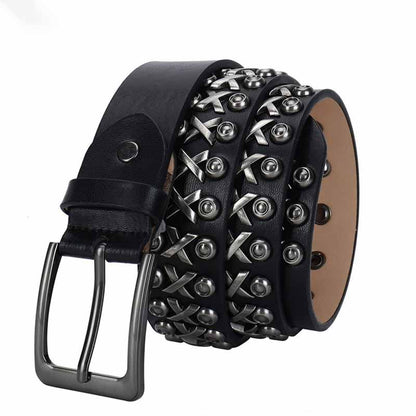 Punk Rivet Wear-resistant Cowhide Leather Belt