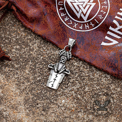 Punk Viking Sword Rune Stainless Steel Nordic Pendant