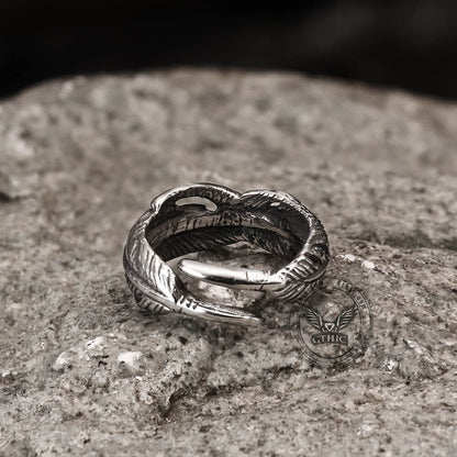 Retro Feather-shaped Stainless Steel Ring