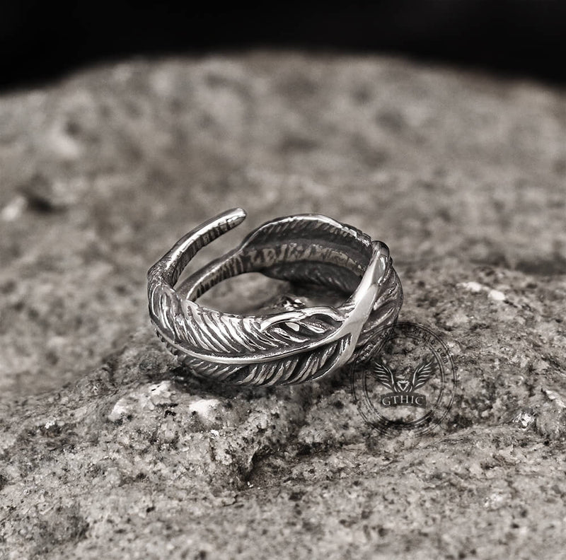 Retro Feather-shaped Stainless Steel Ring