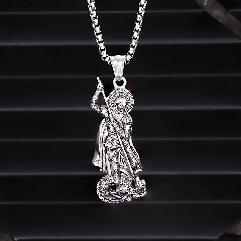 Retro St. George Slay Dragon Stainless Steel Pendant
