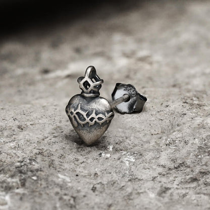 Sacred Heart Sterling Silver Stud Earrings
