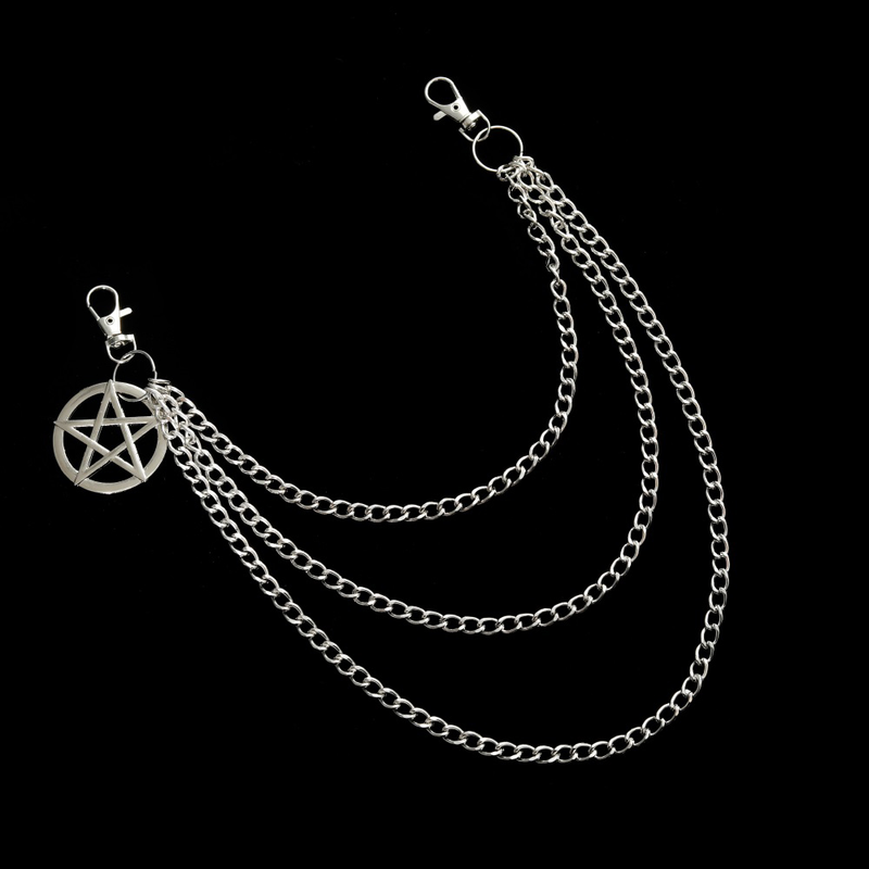 Side Chain for the Pants in Gothic Style / Pentagram Keychains for and