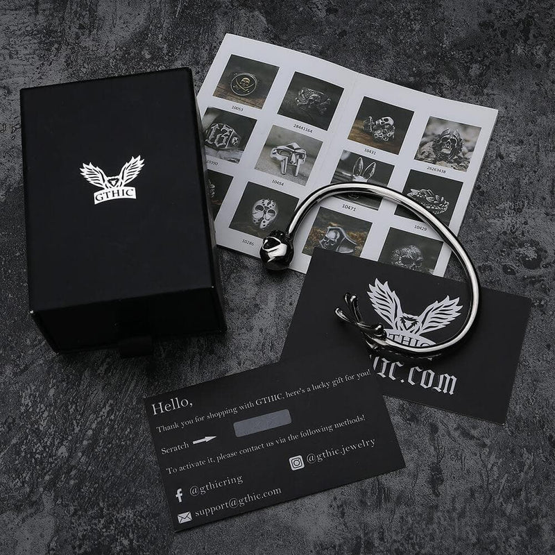 Skull and Crossbones Stainless Steel Open Bracelet