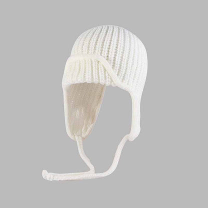 Color All-match Lace-up Knitted Beanie Hat