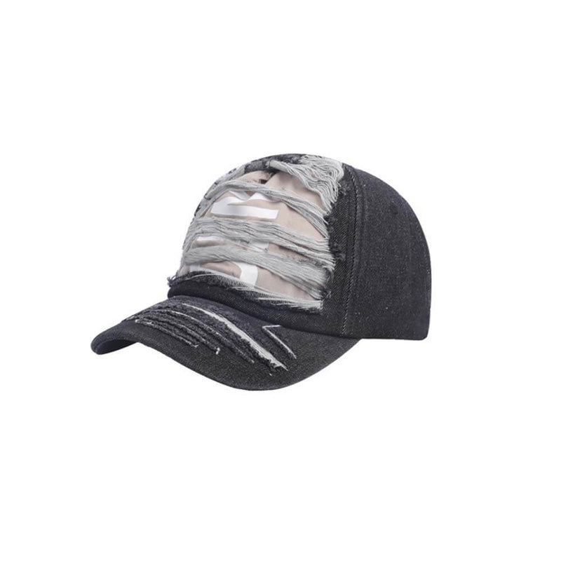 Stylish Ripped Letter Distressed Denim Baseball Cap