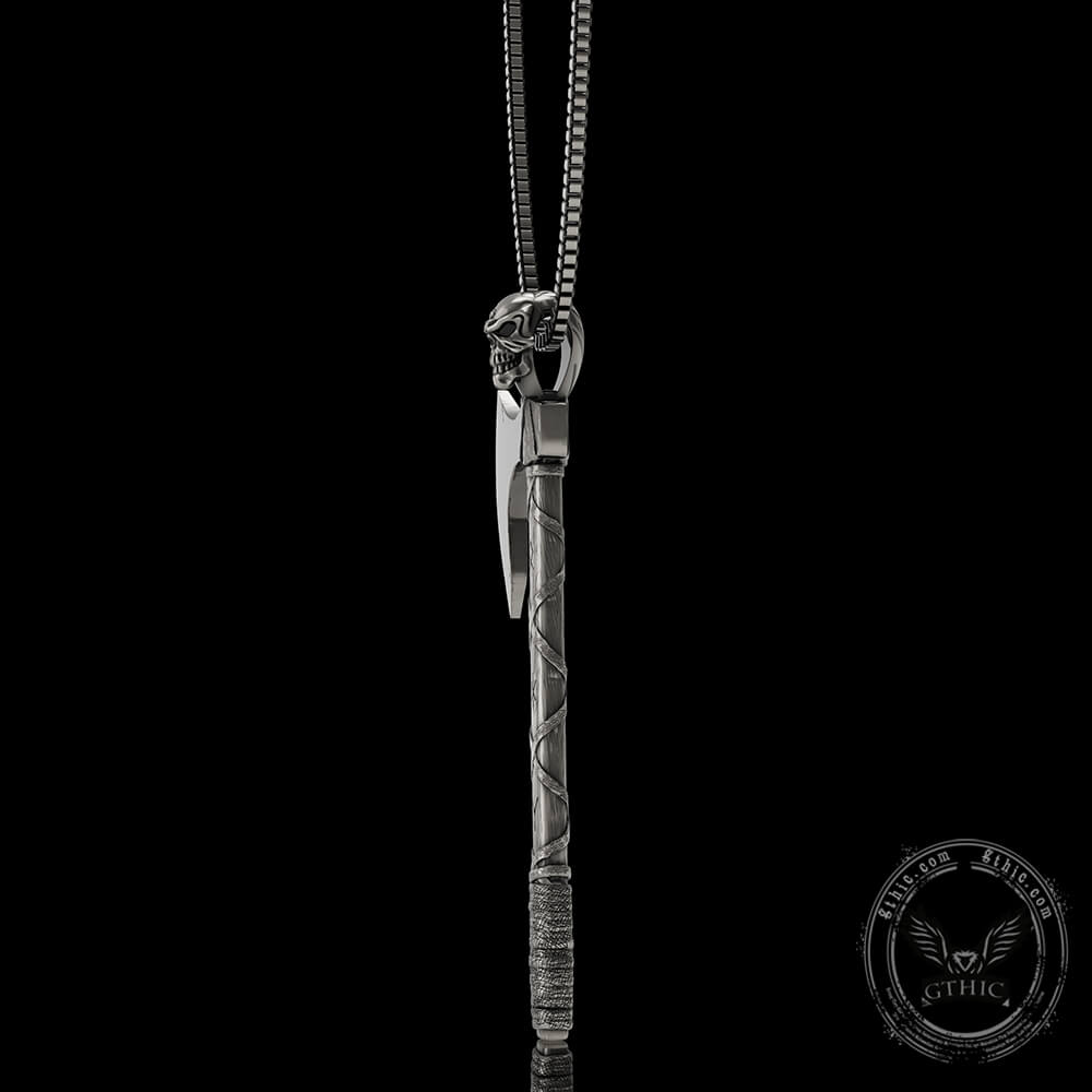 Viking Gorehowl Tomahawk Sterling Silver Skull Pendant
