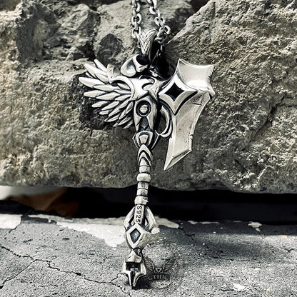 Viking Gorehowl Tomahawk Sterling Silver Skull Pendant