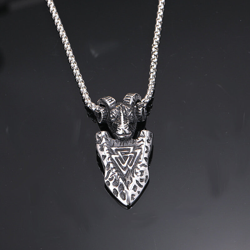 Ram Shield Stainless Steel Viking Pendant