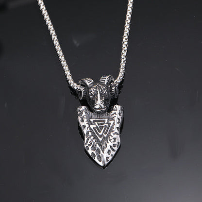 Ram Shield Stainless Steel Viking Pendant