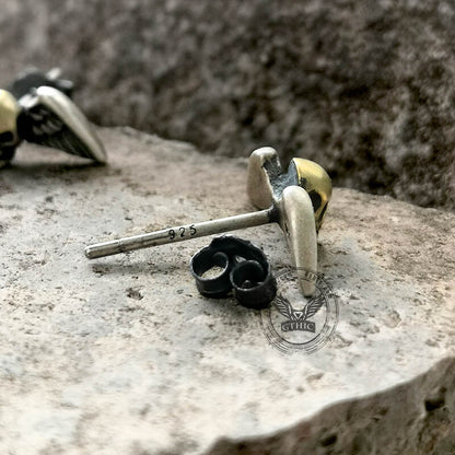 Skull Wings Sterling Silver Stud Earrings