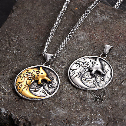 Viking Roaring Wolf Head Stainless Steel Pendant