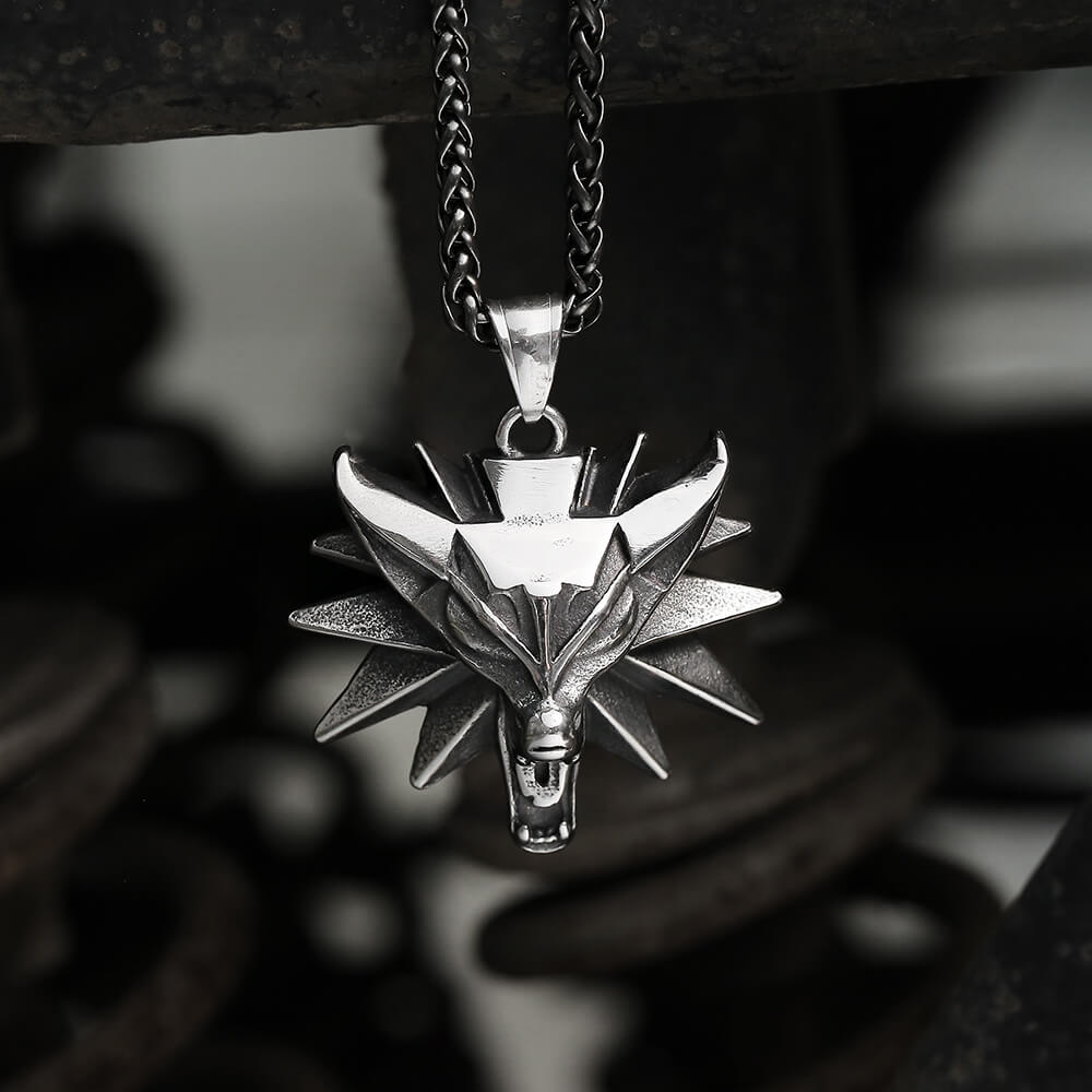 Wild Hunt Wolf Head Stainless Steel Pendant