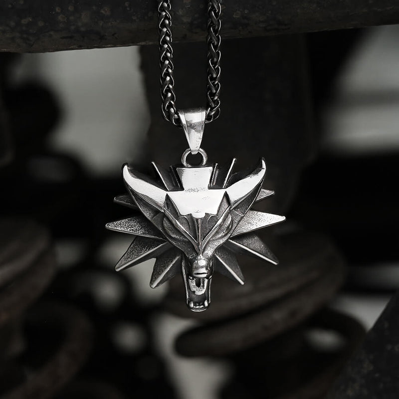 Wild Hunt Wolf Head Stainless Steel Pendant