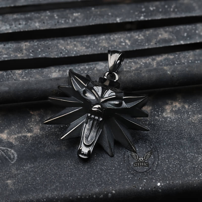 Wild Hunt Wolf Head Stainless Steel Pendant